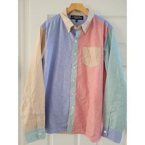 J. Peterman Womens Shirt size XXL Boyfriend fit Pastel Colorblocked Preppy 90s